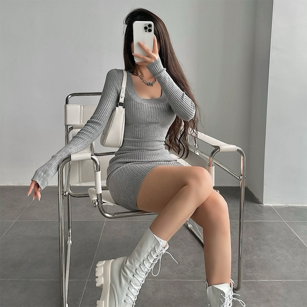 slim fit grey dress